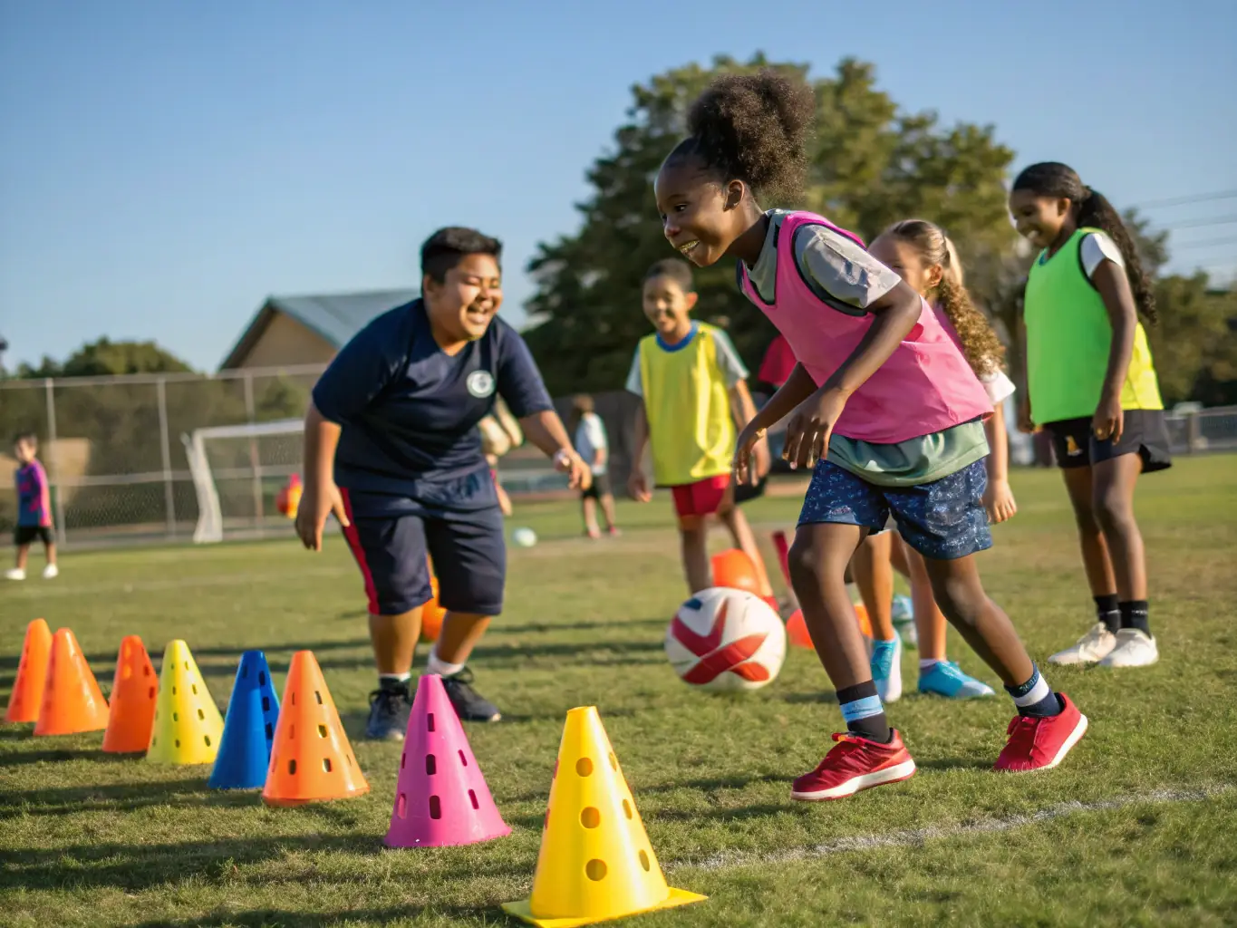 An inspiring image of young football players participating in a football development program organized by AUTHENTIC RUTENA 05, highlighting the club's commitment to nurturing talent and promoting the sport.