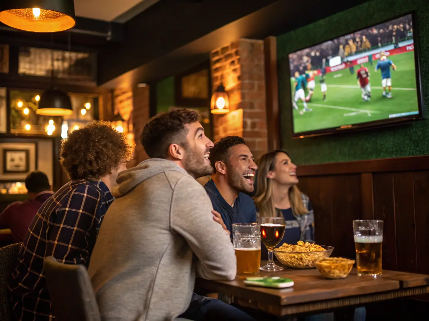A group photo of AR05 members enjoying a fan gathering at a local pub, sharing stories, laughter, and camaraderie, emphasizing the club's role in fostering social connections and lifelong friendships.